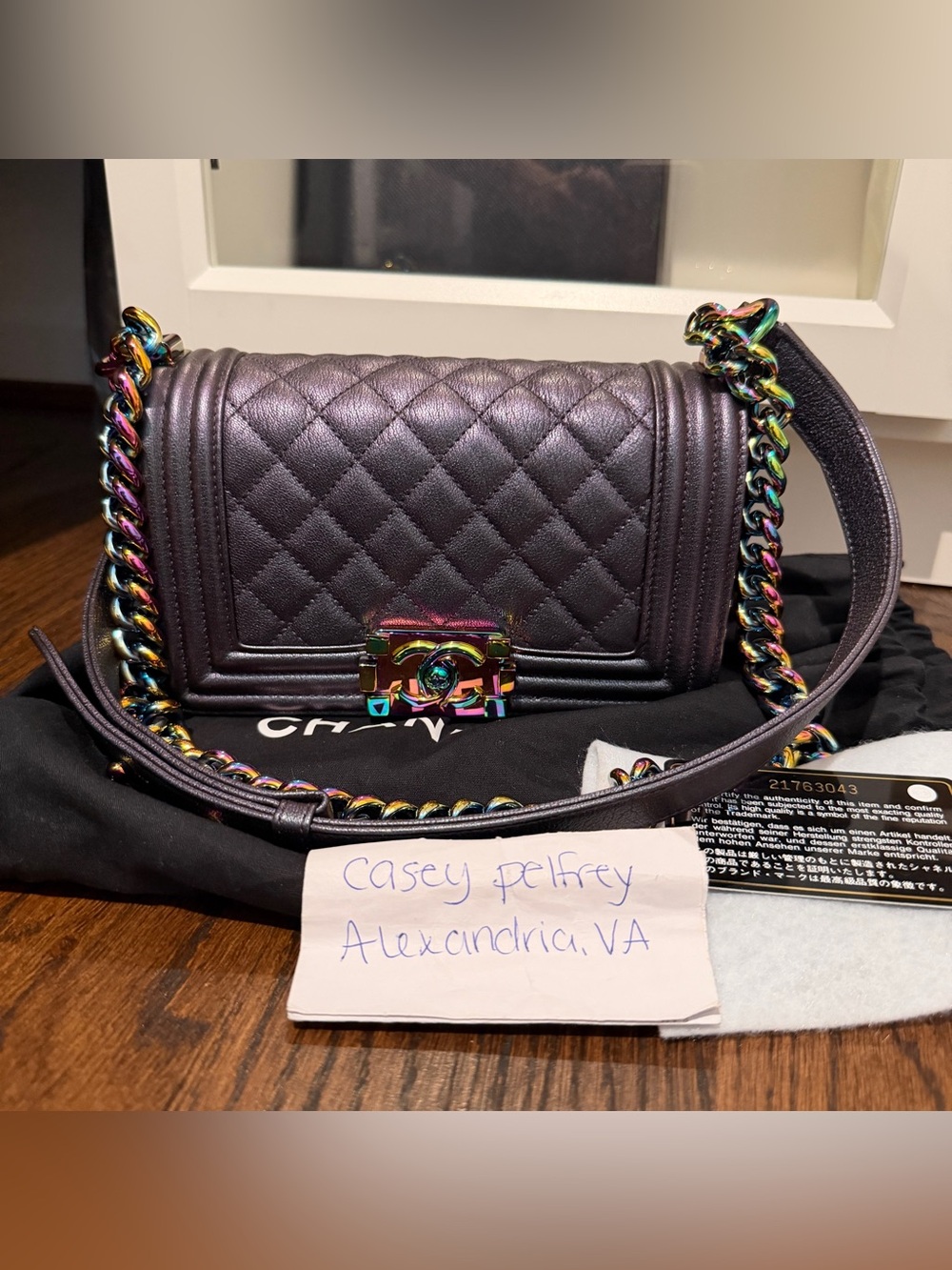 Chanel Small Boy Bag Iridescent Purple Goatskin with Mermaid Hardware
